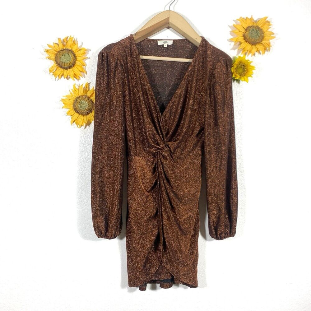 Entro Bronze Metallic Twisted Dress Size Medium Women’s